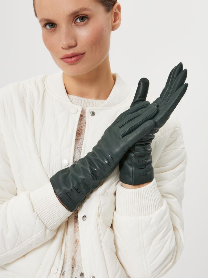 Перчатки женские ш+каш. IS2532 d.green ELEGANZZA