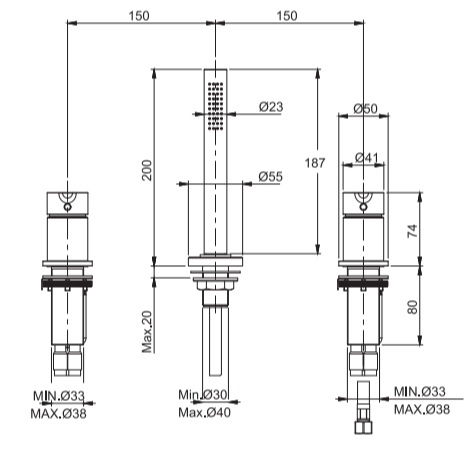 Смеситель на борт ванны без излива Fima carlo frattini Snap F3124/1N схема 2