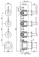 Термостатический смеситель для душа Zucchetti Isy22 ZIS3803 с 3 запорными клапанами схема 2