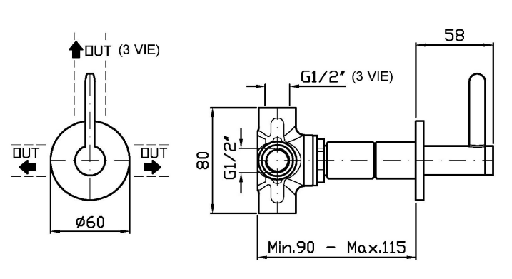 Переключатель на 2/3 источника Zucchetti Isy22 ZIS3756 ФОТО