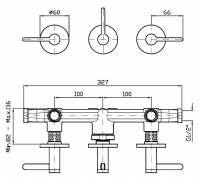 Встраиваемый смеситель для ванны/душа Zucchetti Isy22 ZIS3695 с переключателем на 2 источника схема 2 Встраиваемый смеситель для ванны/душа Zucchetti Isy22 ZIS3695 с переключателем на 2 источника схема 2