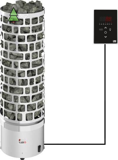 Электрическая печь SAWO Aries ARI3-45Ni2-P (4,5 кВт, нержавейка), выносной пульт (встроенный блок мощности, пульт покупается отдельно)