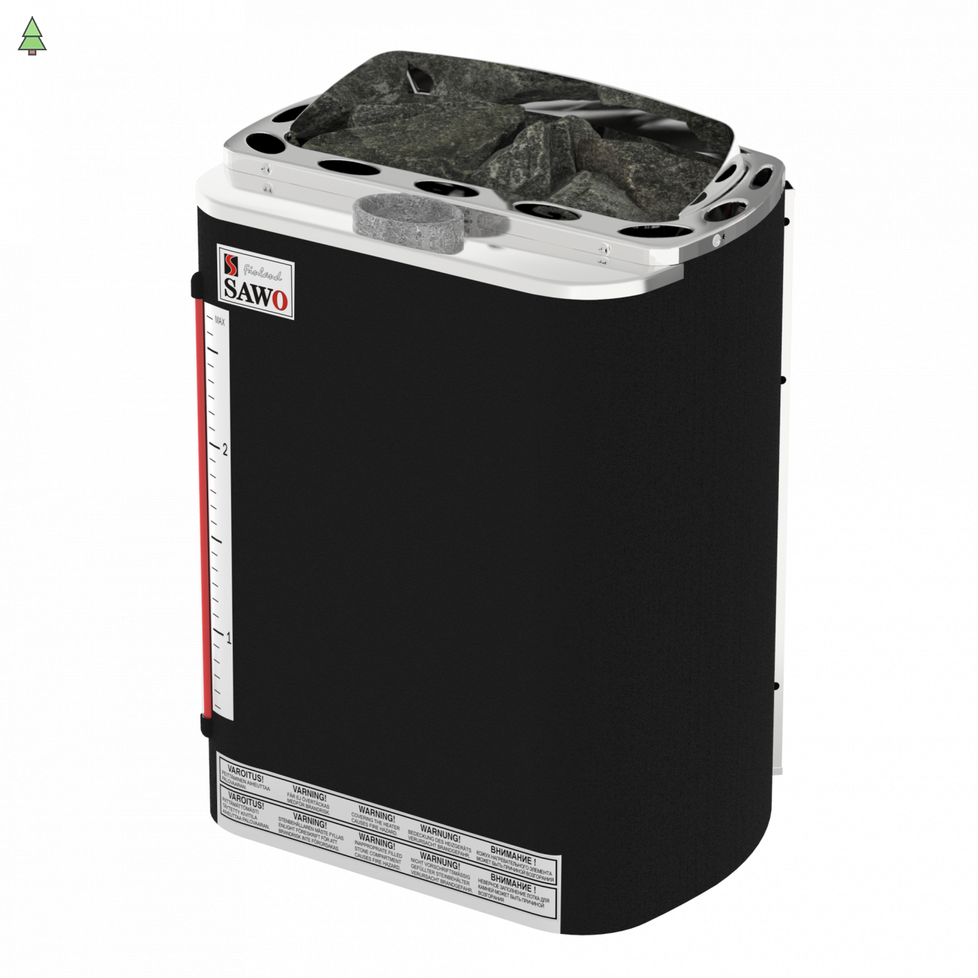 SAWO Электрическая печь PREMIUM,MINI COMBI из нержавеющей стали,с индикатором уровня воды,3 кВт MNC-30NS-P-F , выносной пульт (пульт и блок мощности докупаются отдельно)