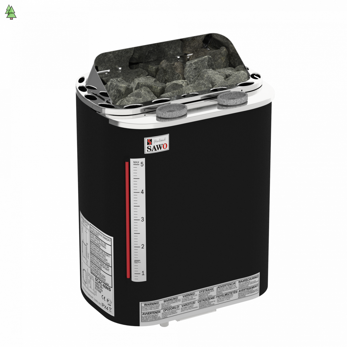 SAWO Электрическая печь SCANDIA SCAC-90NS-P-F, внутри из нержавейки, снаружи защитное покрытие , выносной пульт (пульт и блок мощности докупаются отдельно)