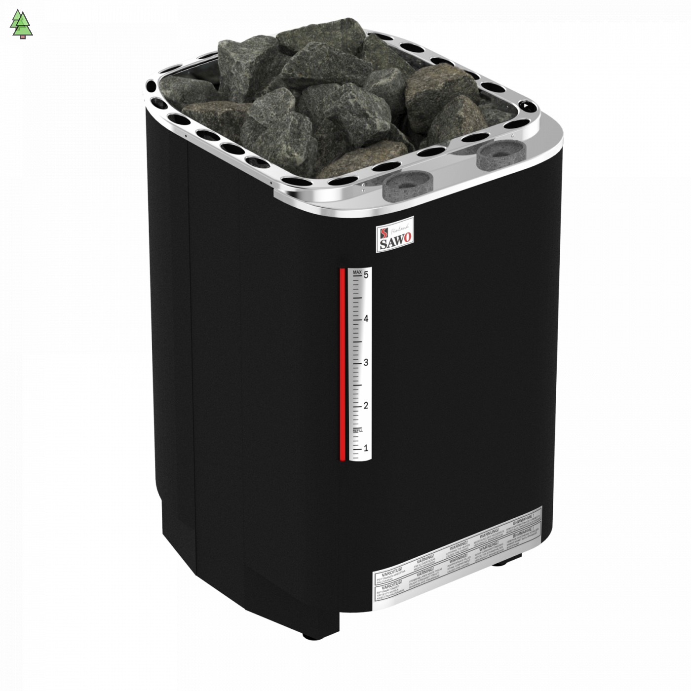 SAWO Электрическая печь Savonia напольная со встр. парогенератором, 12,0 кВт, нерж. сталь, фибропокрытие, черная, арти, выносной пульт (пульт и блок мощности докупаются отдельно)