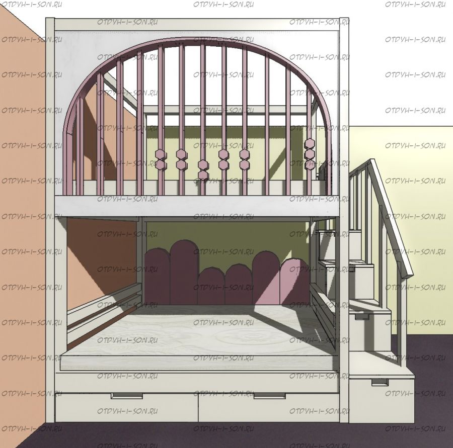 Кровать двухъяусная Домик Fairy Land Sky Santana №78, Массив