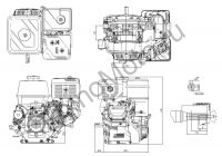 Двигатель RATO R500 D25,0 R чертеж присоединительных размеров