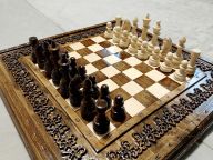Шахматы + нарды резные «Орнамент» 40