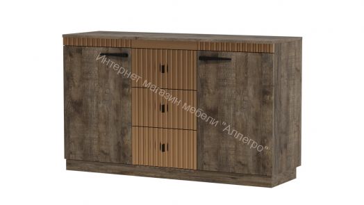 Комод на цоколе Ольга 3 Дуб коми, лофт голден пэлас