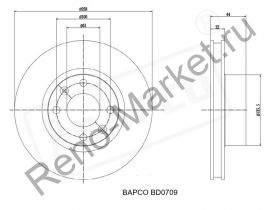 Диск тормозной передний (258x22) RENAULT Clio IV 12> / Logan II 13> / Sandero II 12>