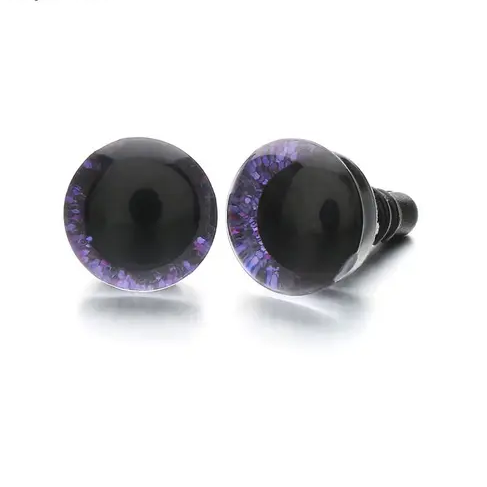 Глазки для игрушек винтовые с фиксатором и фиолетовой глиттерной радужкой Разные размеры (SIREN.PUR)