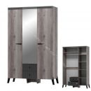 Шкаф трехдверный с ножками Ольга 3  Дуб делано серый