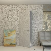 Скрытая дверь с фурнитурой ABC кромка 2300/2400 хром со стабилизатором в современном интерьере