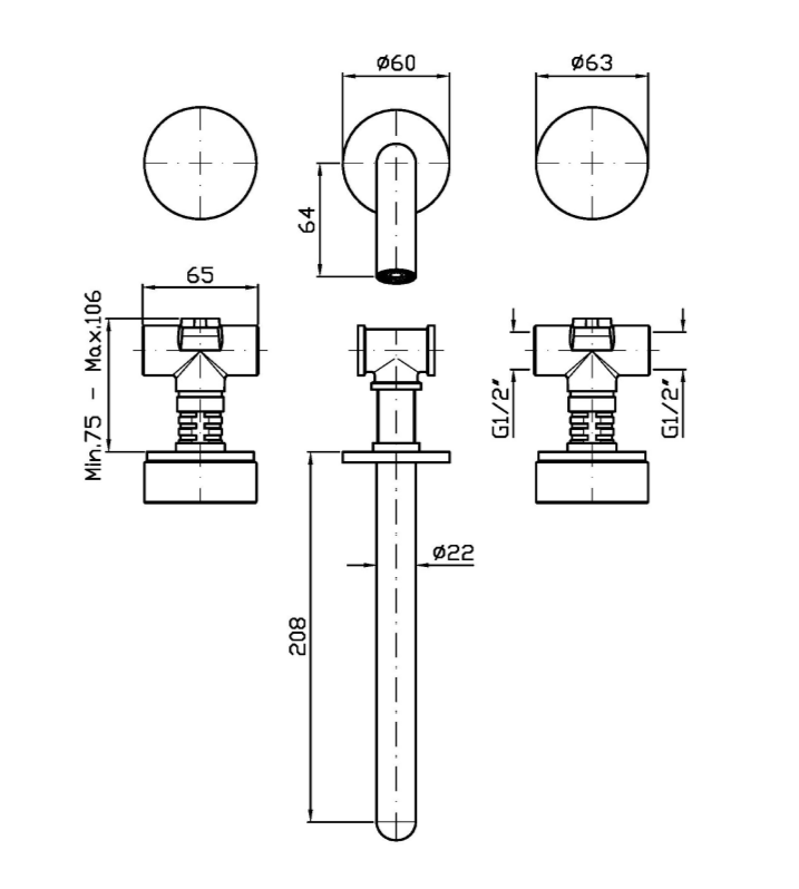 Встраиваемый смеситель для раковины Zucchetti Isy22 ZIS6641.C51 ФОТО