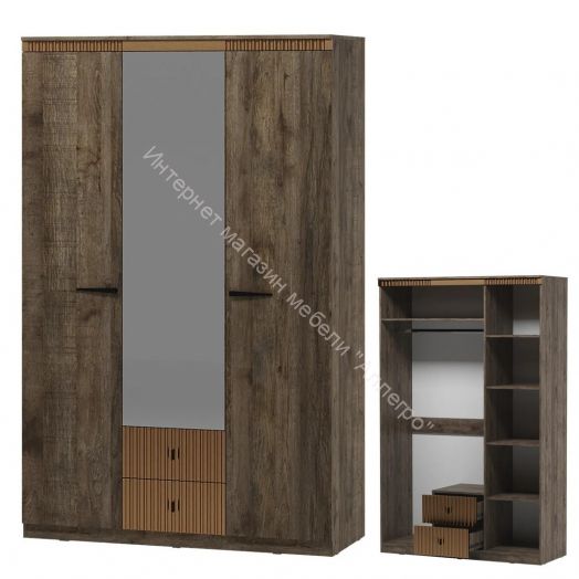 Шкаф трехдверный на цоколе Ольга 3  Дуб коми