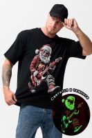 8586 футболка оверсайз мужская [черный+Д мороз с гитарой]
