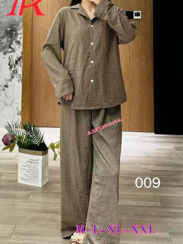 Пижама хлопок с брюками  AIPINGNA 009 (какао  в горох)