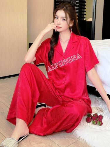 Пижама шелк с брюками  AIPINGNA 6210 (красный)