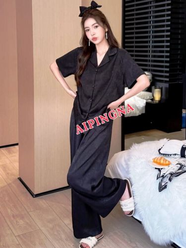 Пижама шелк с брюками  AIPINGNA 6210 (черный)