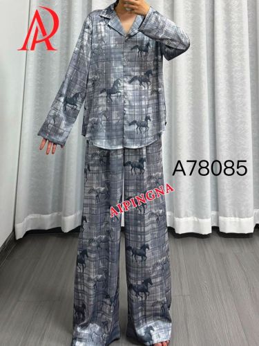 Пижама шелк с брюками  AIPINGNA 78085 (серый-лошади)