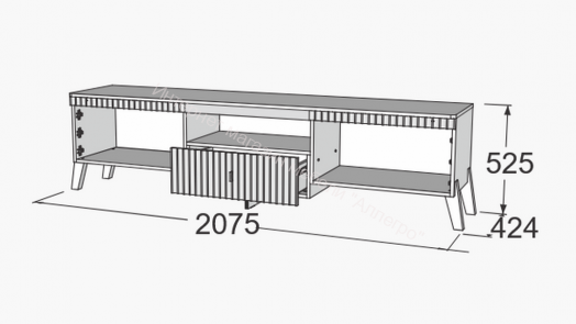 Тумба ТВ №1 с ножками Ольга 3 Дуб коми