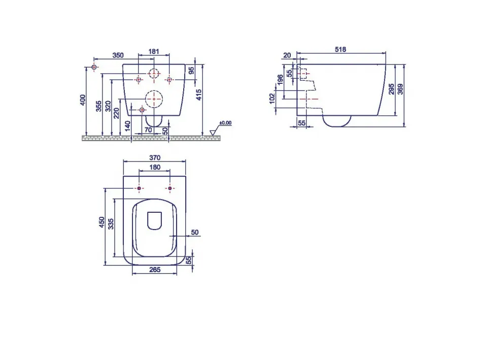 Подвесной унитаз без сиденья матовый Boheme Zen 967-B ФОТО