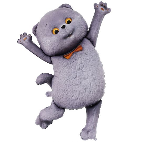 Кот Басик двухсторонний фигурный шар фольгированный с гелием