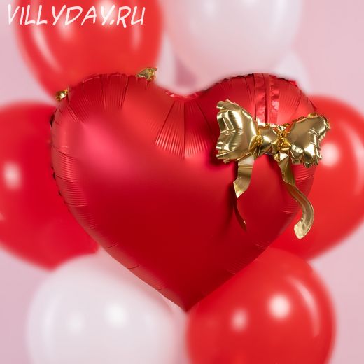 Сердце с бантом(красное) 22"