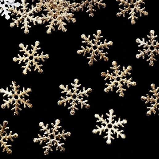 Декор Снежинки вырубка 20мм 30 шт в упаковке Разные цвета  МТ-1864.ЗОЛ.20
