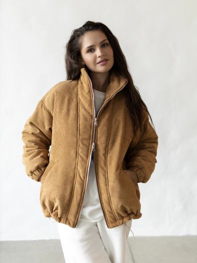 Бомбер вельветовый кэмел