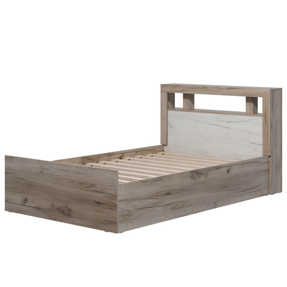 Кровать двуспальная 120х200 Ольга 19 (Дуб крафт серый/Дуб крафт белый)