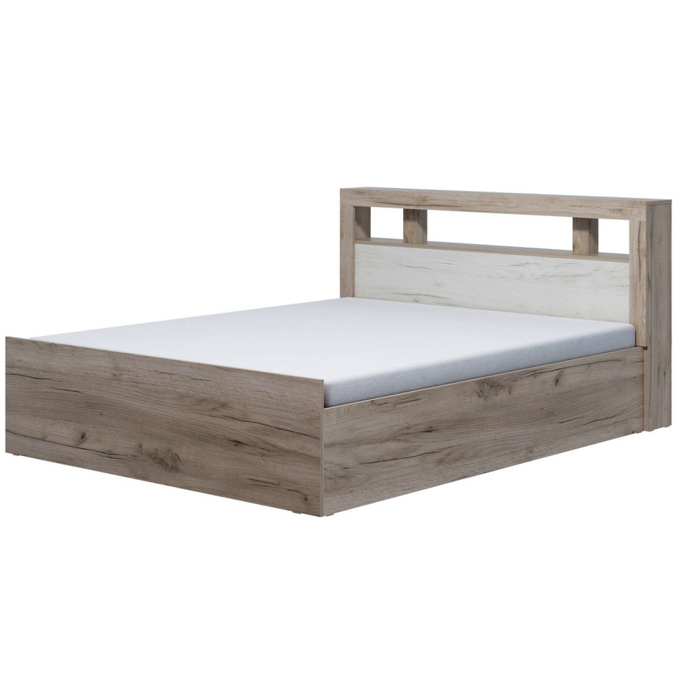 Кровать двуспальная 160х200 Ольга 19 (Дуб крафт серый – Дуб крафт белый)