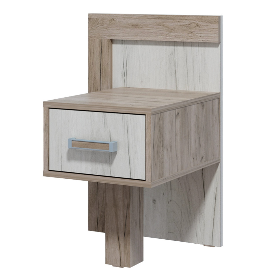 Тумба прикроватная Ольга 19 (Дуб крафт серый – Дуб крафт белый)