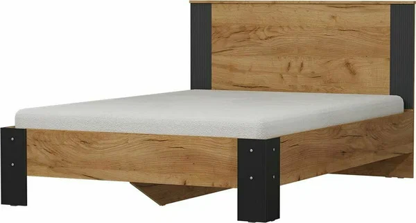 Кровать двуспальная 140х200 Ольга 2 (дуб золотистый/антрацит)