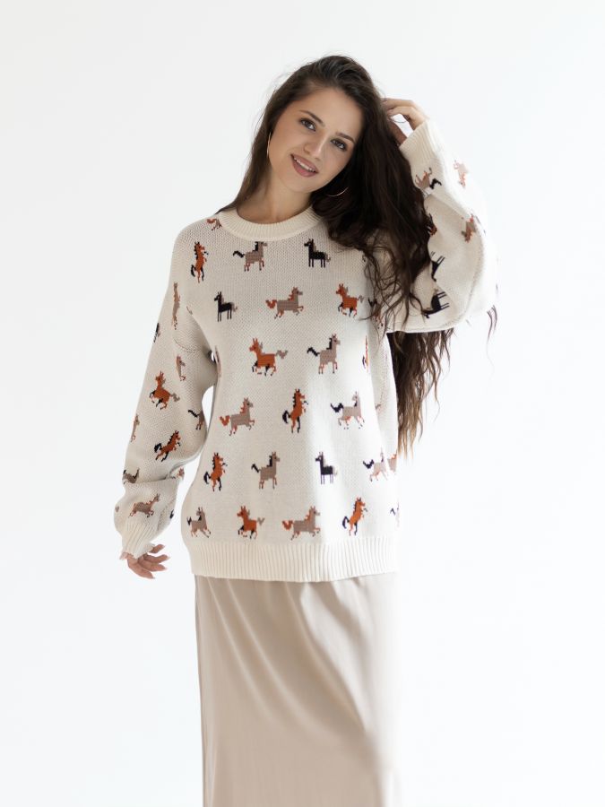 Свитер с лошадками