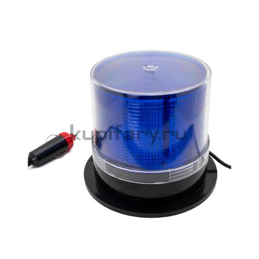 Маяк проблесковый светодиодный синий 115 мм 24 LED на магните в прикуриватель PM2196