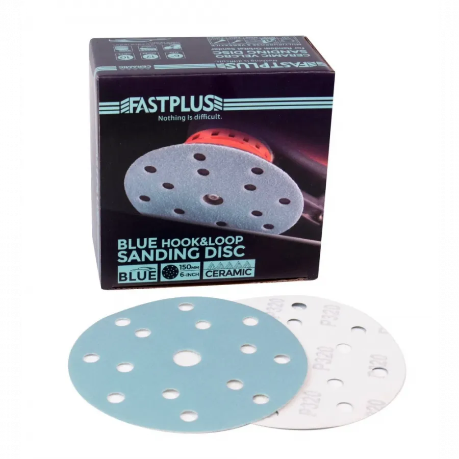 FASTPLUS шлифовальные круги на липучке, серия B65 BLUE (оксид алюминия+керамика до 15%)