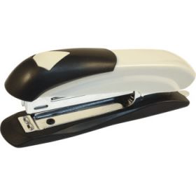 Степлер "Attomex" № 10 , 12 листов, пластиковый, со встроенным металлическим антистеплером, серо-черный