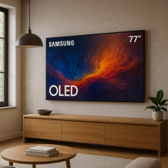 Samsung QE77S90FAEXRU 77 дюймов на стене интерьерный вид