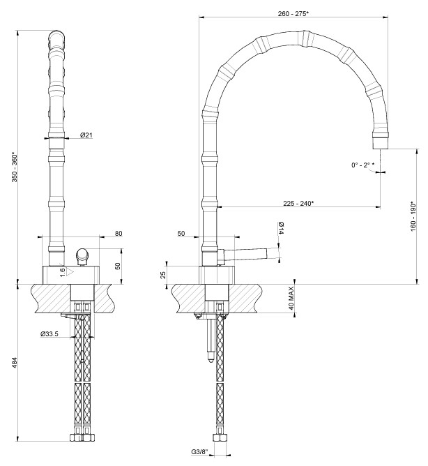 Высокий смеситель для раковины Gessi Jacqueline 77319299 ФОТО