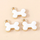 фото Подвеска (кулон/ шарм) Косточка из металла с эмалью Золото/ белый (DBSPS-1677)