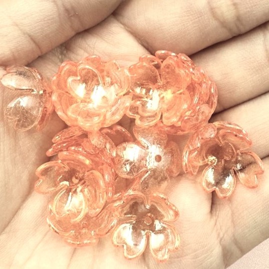 Бусина - подвеска (шапочка для бусин) Колокольчик Цветок 15,5 мм Акрил 5 шт в уп. Разные цвета (X-TURQ-1515)