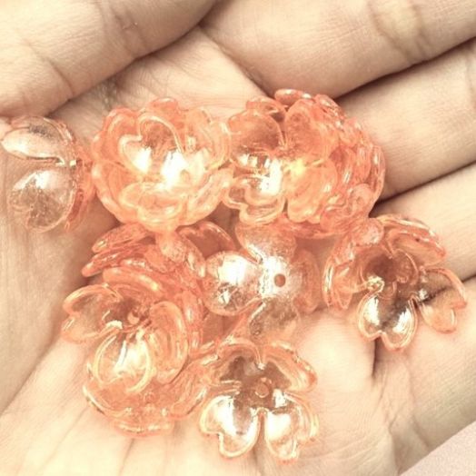 Бусина - подвеска (шапочка для бусин) Колокольчик Цветок 15,5 мм Акрил 5 шт в уп. Разные цвета (X-TURQ-1515)