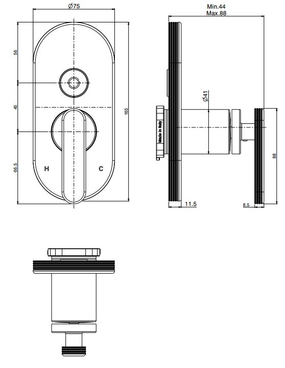 Однорычажный смеситель Fima - Carlo Frattini Park Lane встраиваемый для душа F1309E2 ФОТО