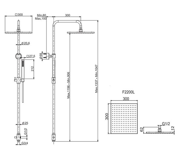 Душевая стойка с тропическим душем Fima - carlo frattini Wellness F2200L