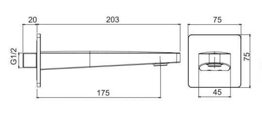 Излив для наполнения ванны Fima - carlo frattini F2334 схема 2 Излив для наполнения ванны Fima - carlo frattini F2334 схема 2