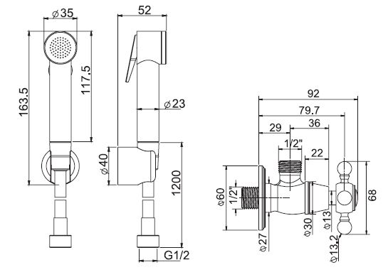 Изображение Смеситель с гигиеническим душем Fima carlo frattini Colletivita F2838/7OT