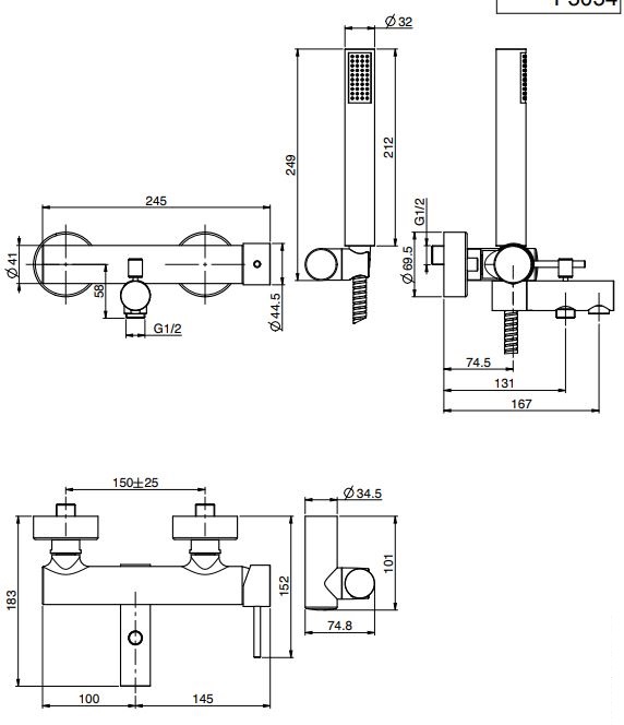 Смеситель для ванны и душа Fima carlo frattini Spillo up F3034