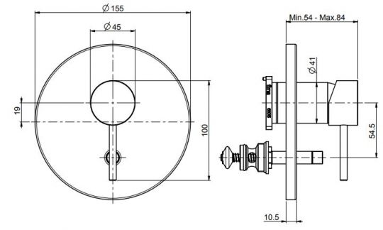 Fima carlo frattini Spillo Tech смеситель для ванны/душа F3039TX2 схема 2