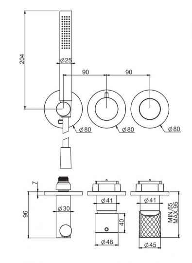 Стильный итальянский смеситель c душем Fima carlo frattini Spillo Tech F3049TWX8